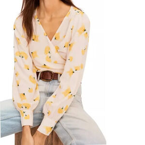 NEW BA&SH Koxie Crepe Floral Print Wrap Top